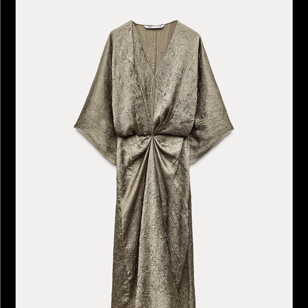 Zara Shimmering Olive Dress